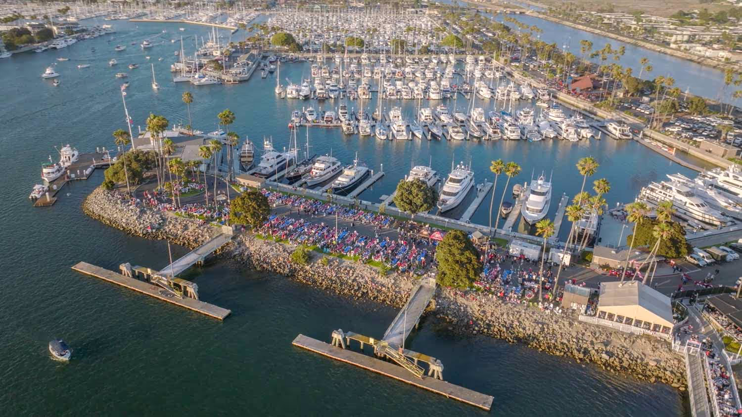 Aerial view of Big Bang on the Bay fireworks